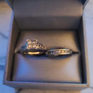 1 1/2 CT White Gold Quad Princess Cut Bridal Set